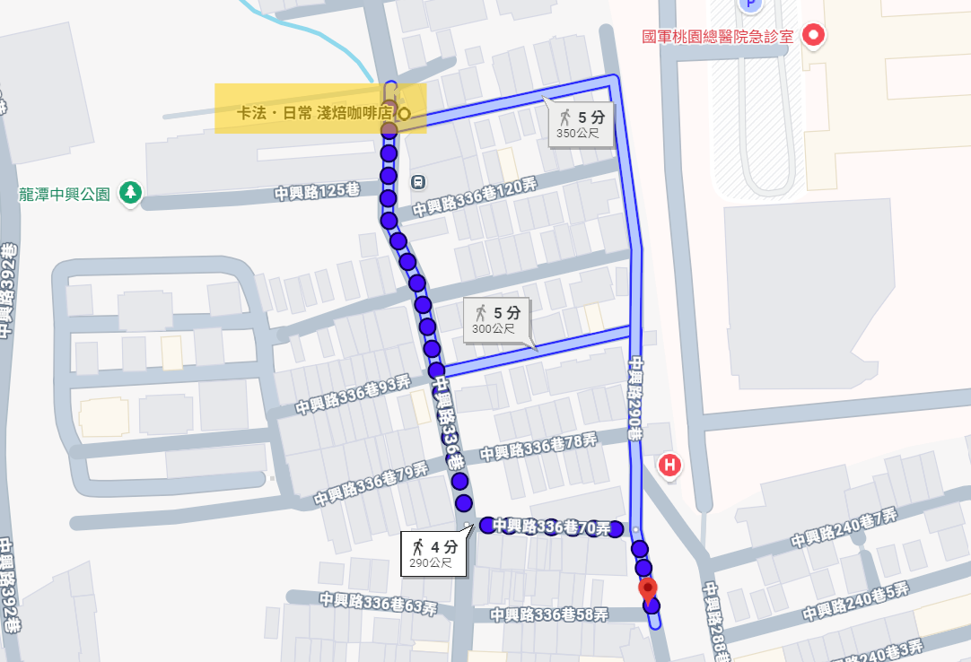 卡法日常淺焙咖啡店附近收費停車場位置圖｜桃園龍潭咖啡廳停車資訊