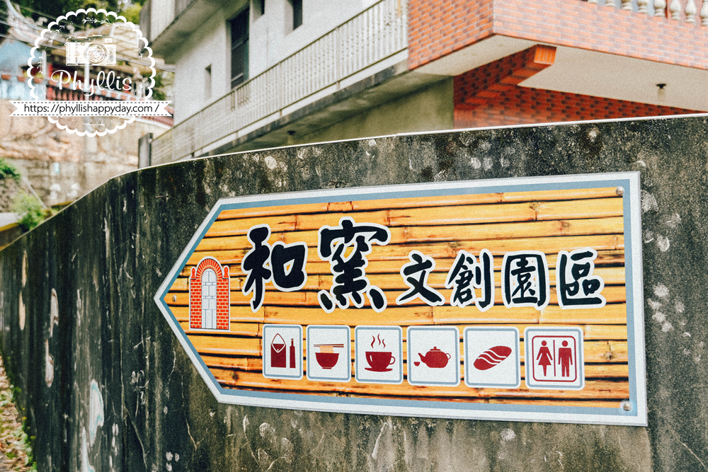往和窯文創園區的路邊指示牌，桃園龍潭神農窯烤披薩麵包交通位置