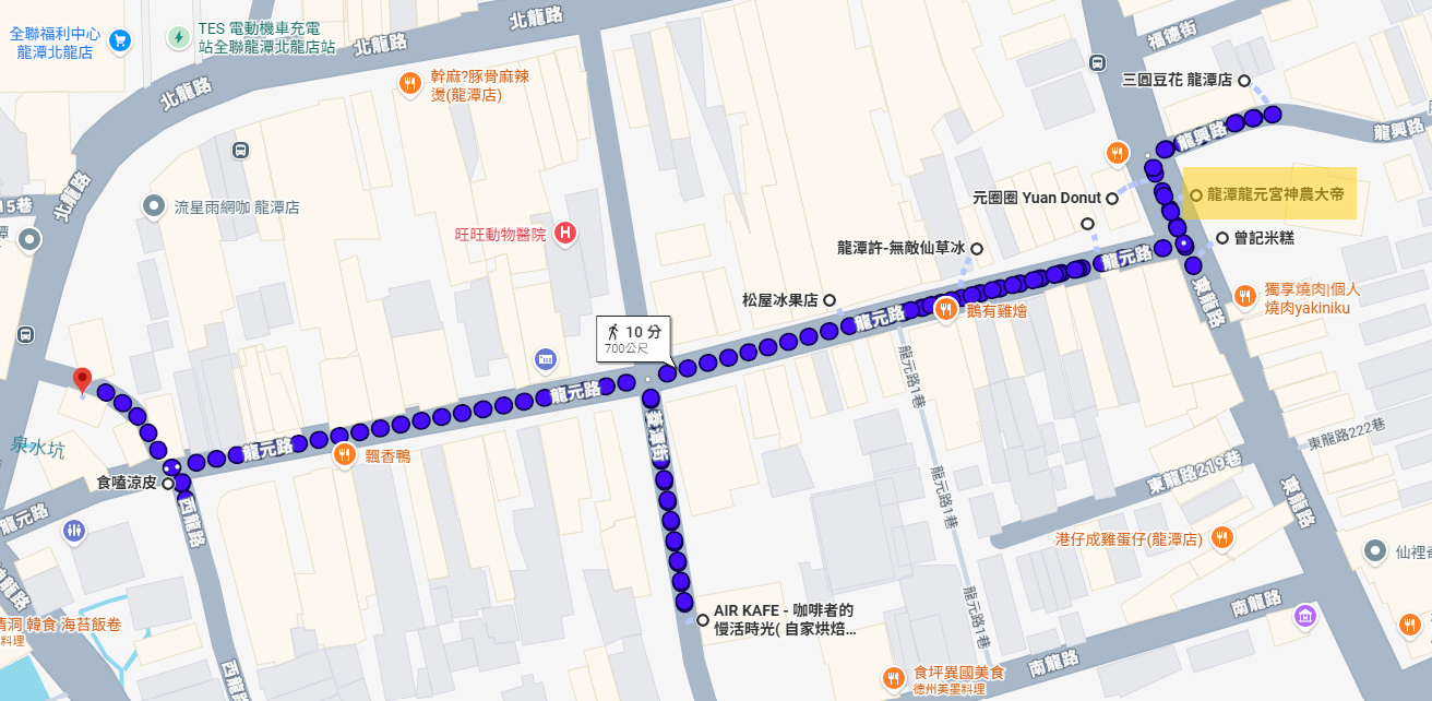 【桃園龍潭龍元宮美食懶人包】步行10分鐘吃遍龍潭在地小吃、甜點冰品與咖啡 - 第1張圖 龍元宮美食地圖,整理龍潭步行10分鐘內小吃冰品咖啡與正餐